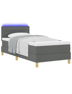 Letto a Sorgente LED con led Grigio scuro 90 x 200 cm Tessuto 2