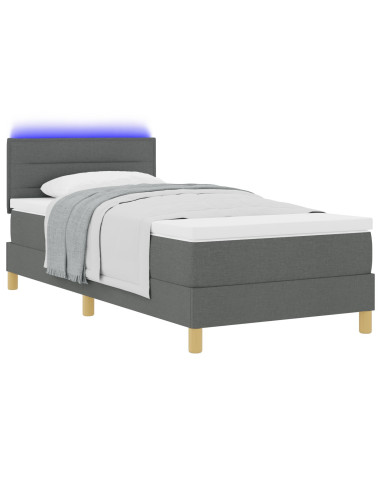 Letto a Sorgente LED con led Grigio scuro 90 x 200 cm Tessuto