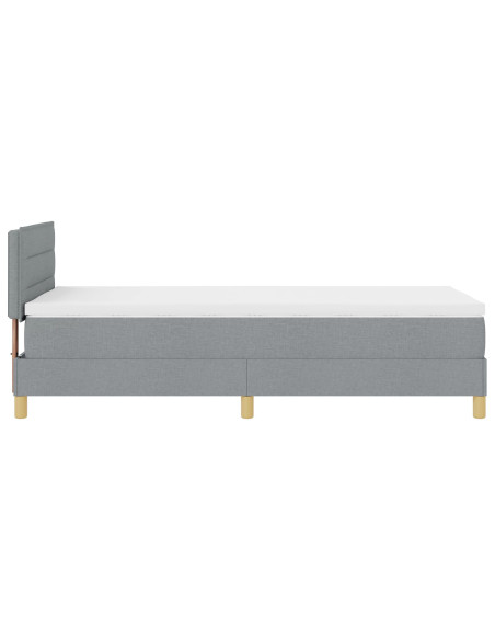Letto con Rete a Molle con Materasso & LED Grigio Chiaro 90x200 cm Tessuto