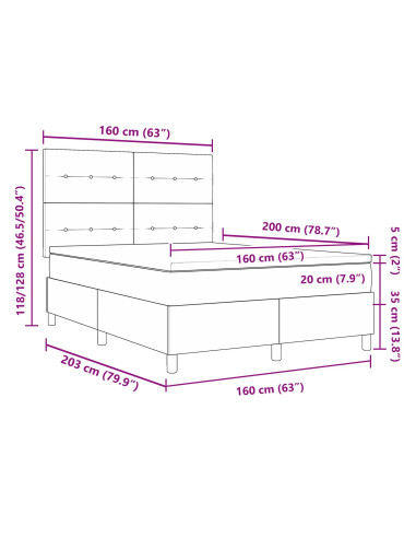 Letto a molle con materasso Crema 160 x 200 cm Tessuto