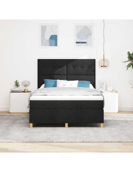 Letto con Box Spring e Materasso Nero 140x200 cm Tessuto
