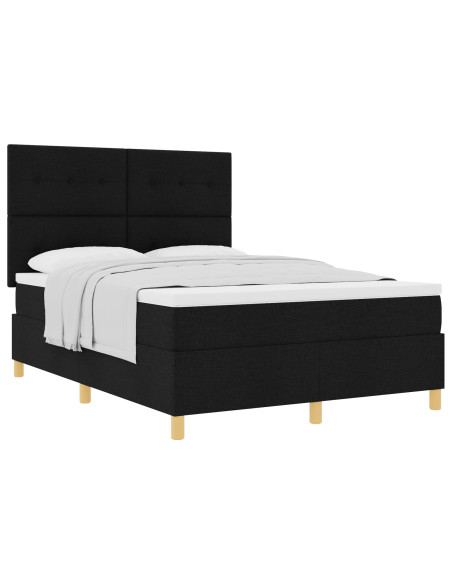 Letto con Box Spring e Materasso Nero 140x200 cm Tessuto