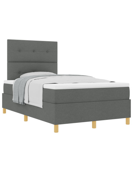 Letto Box Spring  con Materasso Grigio Scuro 120x200 cm Tessuto
