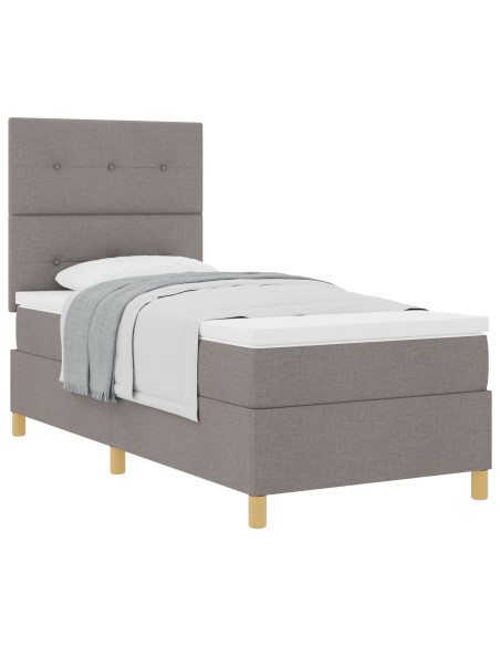 Letto a molle e materasso tortora 100x200 cm in tessuto