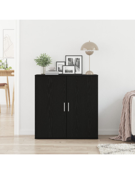 Credenza Rovere Nero 79x38x80 cm Legno Ingegnerizzato
