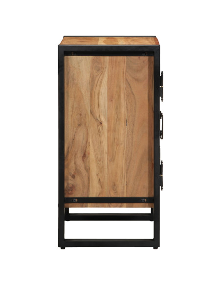 Mobile per scarpe  Nero 30x30x40 cm in legno massello di acacia e acciaio