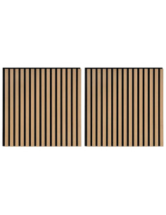 Pannelli Acustici da Parete 2 pz Doghe Rovere Impiallacciato 2