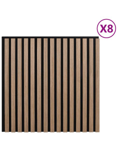 Pannelli Acustici da Parete 8 pz Doghe Rovere Impiallacciato 2