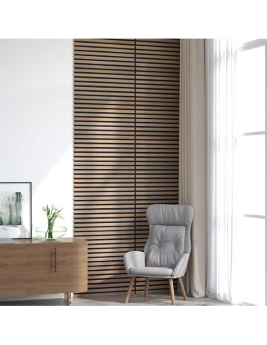 Pannelli Acustici da Parete 8 pz Doghe Rovere Impiallacciato