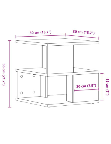 Tavolo laterale Rovere artigianale 30 x 30 x 55 cm