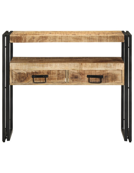 Tavolini  Neri 90x33x75 cm in Legno Massello di Mango e Metallo