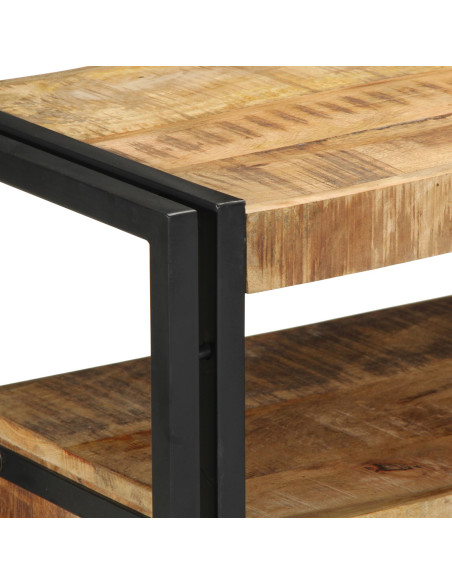 Tavolini  Neri 90x33x75 cm in Legno Massello di Mango e Metallo