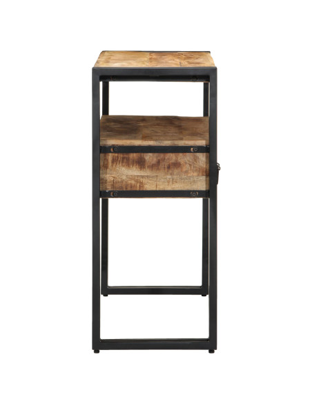 Tavolini  Neri 90x33x75 cm in Legno Massello di Mango e Metallo