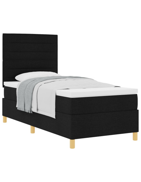 Letto a Contenitore  con Materasso Nero 100x200 cm Tessuto