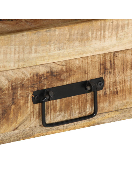 Tavolini  Neri 90x33x75 cm in Legno Massello di Mango e Metallo