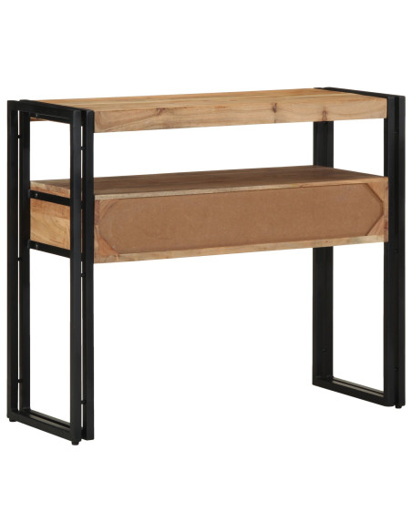 Tavolo Consolle Nero 90x33x75 cm Legno Massello di Acacia e Metallo