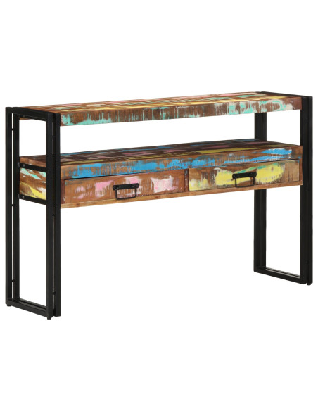 Tavolini Multicolore 120x33x75 cm in Legno Massello di Recupero e Metallo