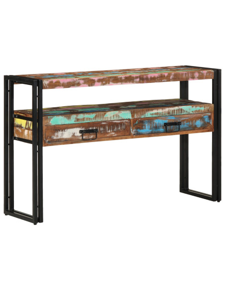 Tavolini Multicolore 120x33x75 cm in Legno Massello di Recupero e Metallo