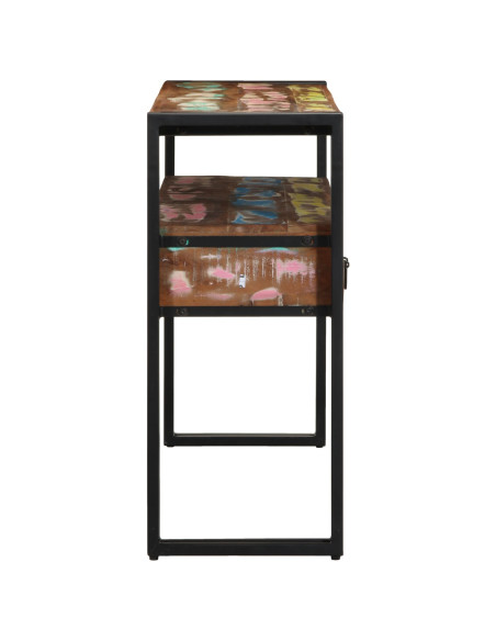 Tavolini Multicolore 120x33x75 cm in Legno Massello di Recupero e Metallo