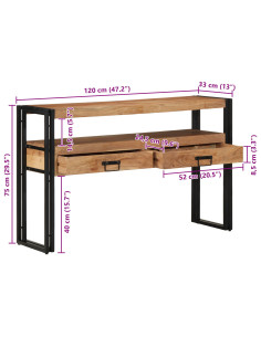 Tavolo consolle 120 x 33 x 75 cm Legno di Acacia Massello 2