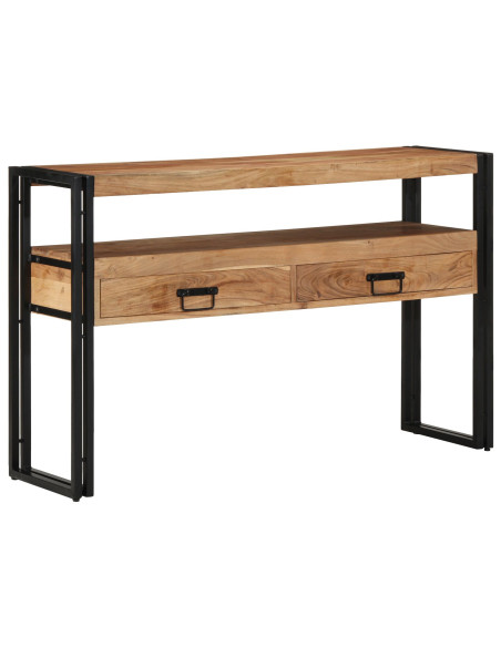 Tavolini  Neri 120x33x75 cm in Legno Massello di Acacia e Metallo