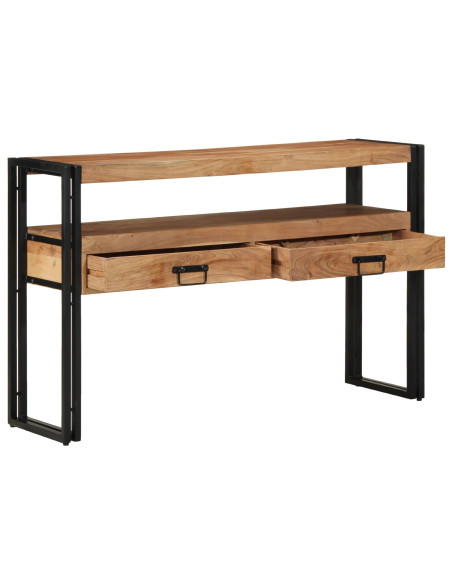 Tavolini  Neri 120x33x75 cm in Legno Massello di Acacia e Metallo