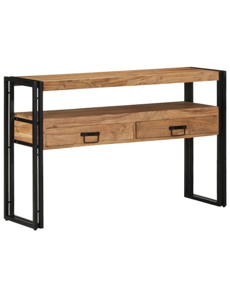 Tavolini  Neri 120x33x75 cm in Legno Massello di Acacia e Metallo
