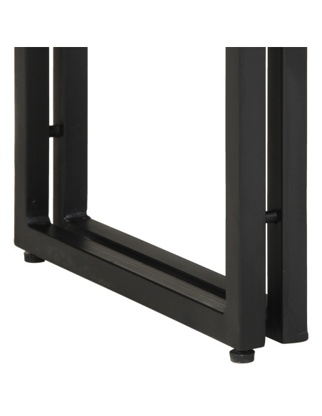 Tavolini Nero 120x33x75 cm Legno Massello di Mango e Metallo