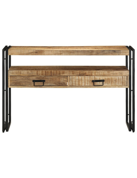 Tavolini Nero 120x33x75 cm Legno Massello di Mango e Metallo