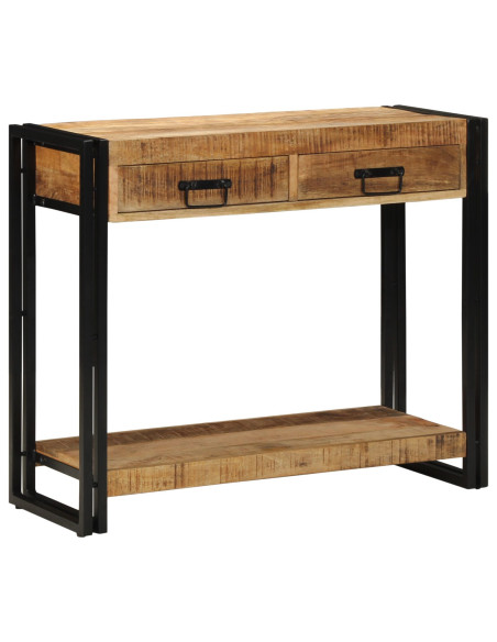 Tavolo Consolle 90x33x75 cm Legno Massello di Mango Grezzo