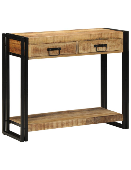 Tavolo Consolle 90x33x75 cm Legno Massello di Mango Grezzo