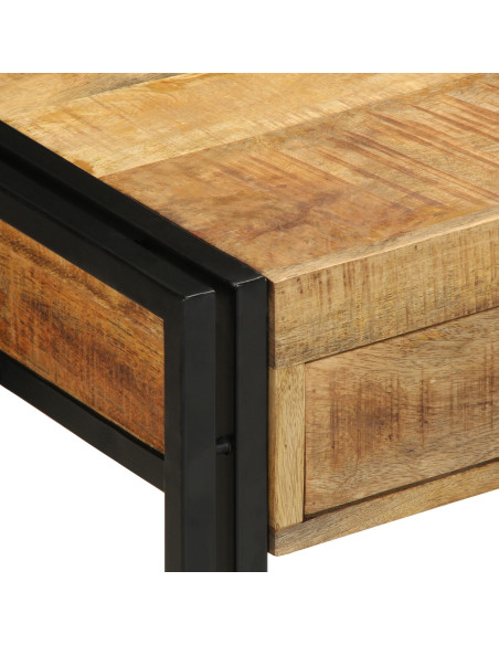 Tavolo Consolle 90x33x75 cm Legno Massello di Mango Grezzo