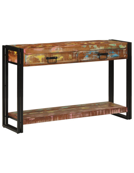 Tavolo Consolle Multicolore 120x33x75 cm Legno Massello di Recupero