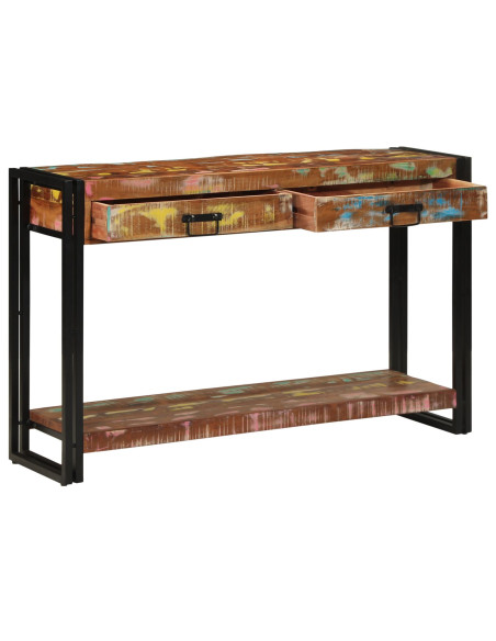 Tavolo Consolle Multicolore 120x33x75 cm Legno Massello di Recupero