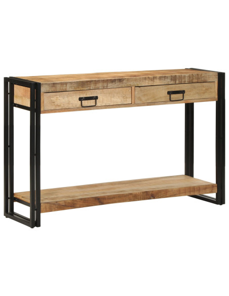 Tavolo Consolle  120x33x75 cm in Legno Massello Grezzo di Mango