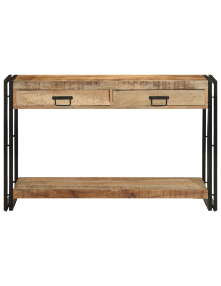 Tavolo Consolle  120x33x75 cm in Legno Massello Grezzo di Mango