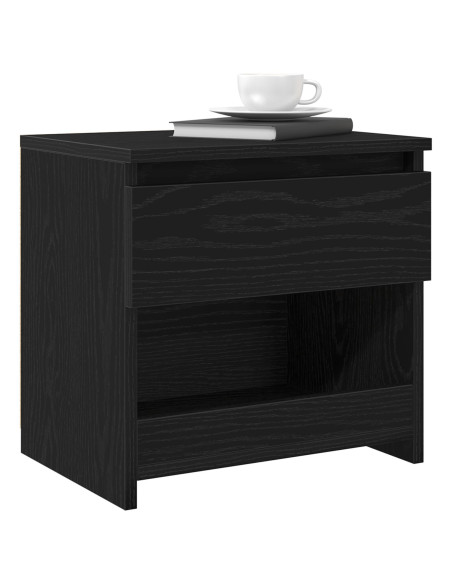Armadio da Notte con cassetto 2 pcs Rovere Nero 40 x 30 x 39 cm