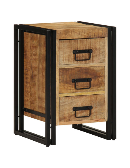 Comodino  40x35x50 cm in legno massello grezzo di mango