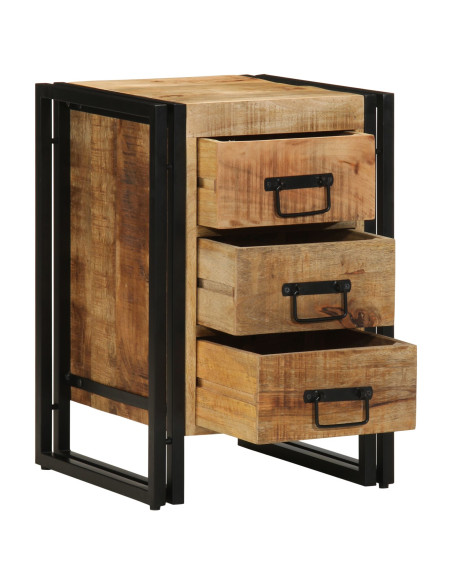 Comodino  40x35x50 cm in legno massello grezzo di mango