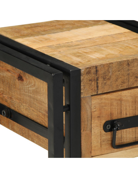 Tavolino con cassetto nero 30x30x40 cm in legno massello di mango