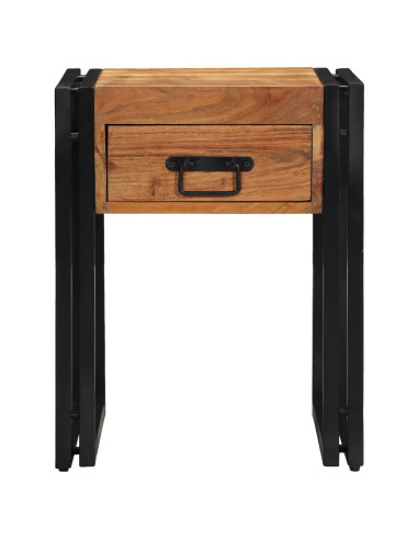 Tavolino con cassetto 40 x 40 x 50 cm Legno di Acacia Massello