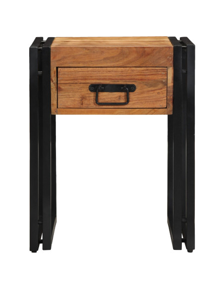 Tavolino con cassetto 40 x 40 x 50 cm Legno di Acacia Massello