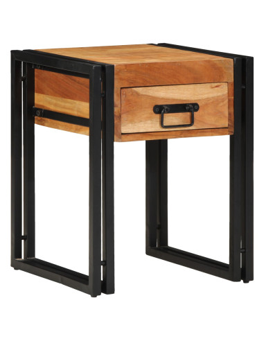 Tavolino con cassetto 40 x 40 x 50 cm Legno di Acacia Massello