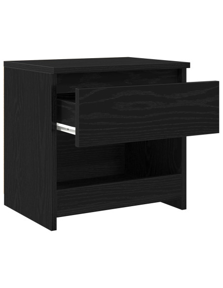 Comodino Nero Rovere 40x30x39 cm in legno ingegnerizzato di
