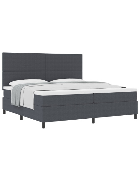 Letto con Box Spring e Materasso Grigio Scuro 200x200 cm Tessuto a Coste