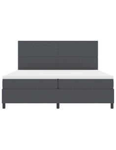 Letto a molle con testiera Grigio Scuro e Bianco 200 x 200 cm 2