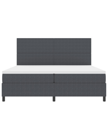 Letto a molle con testiera Grigio Scuro e Bianco 200 x 200 cm