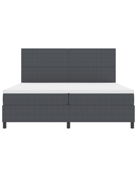 Letto a molle con testiera Grigio Scuro e Bianco 200 x 200 cm