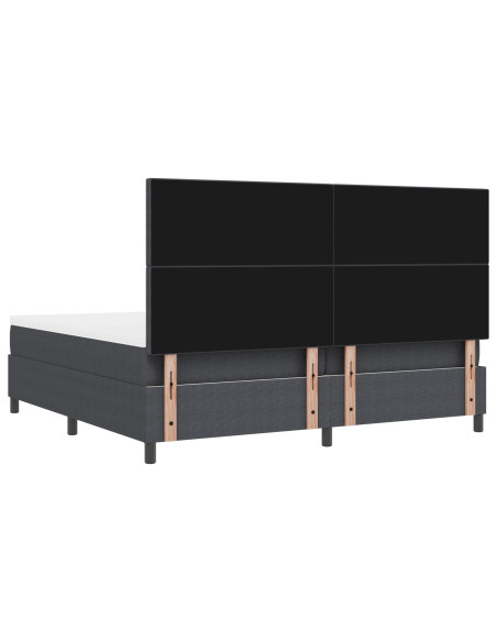 Letto a molle con testiera Grigio Scuro e Bianco 200 x 200 cm