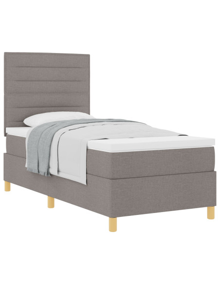 Letto a Contenitore con Materasso Tortora 100x200 cm Tessuto